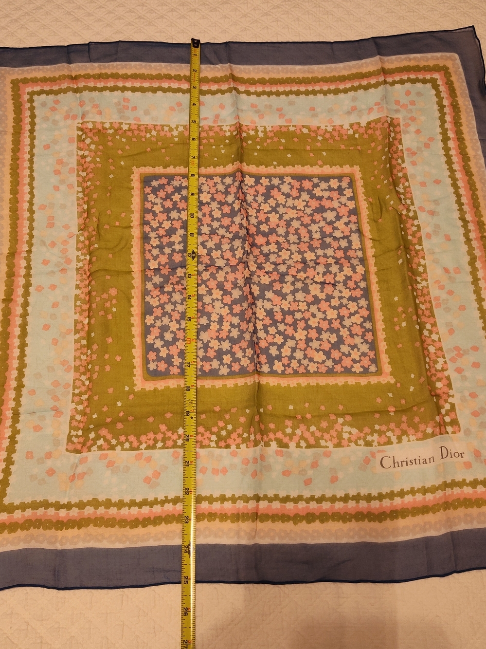 CHRISTIAN DIOR Vintage Floral Chiffon Scarf w/ Original Presentation Sleeve - Picture 8 of 11
